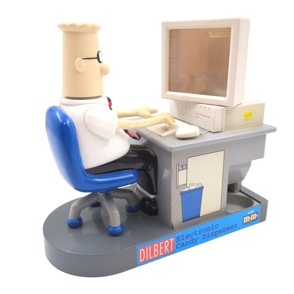 Dilbert Candy Dispenser M&M's Figure Statue Comic Strip Office Doesn't Work